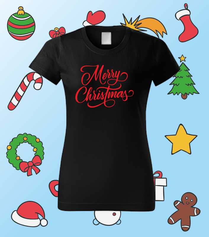 Vianočné dámske tričko s potlačou MERRY CHRISTMAS 2