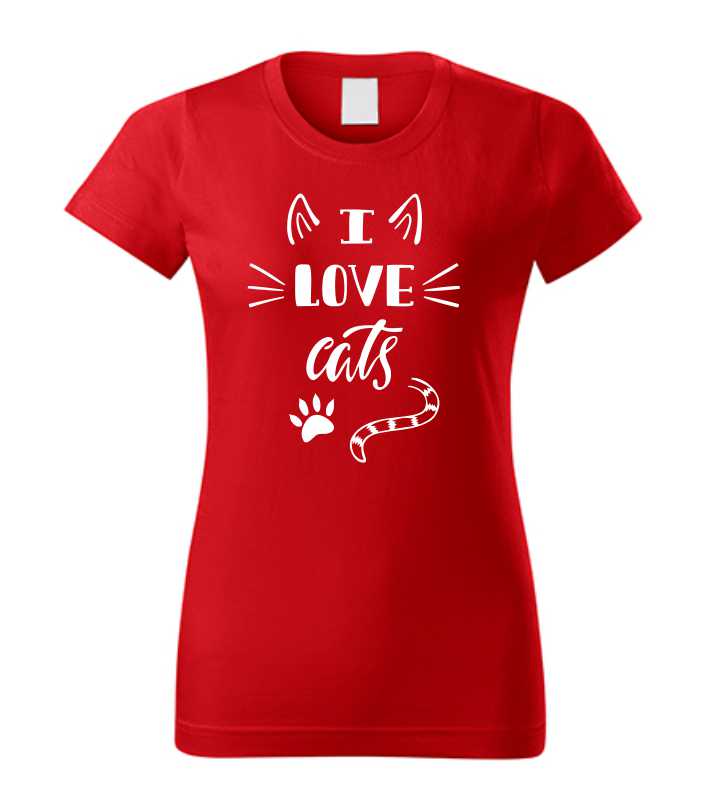 Vtipné dámske tričko s potlačou I LOVE CATS