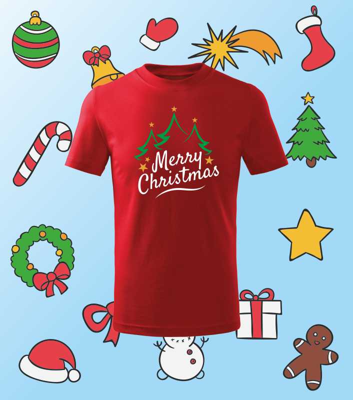Vianočné detské tričko s potlačou MERRY CHRISTMAS