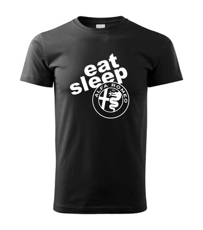Autičkárske pánske tričko s potlačou eat sleep Alfa Romeo