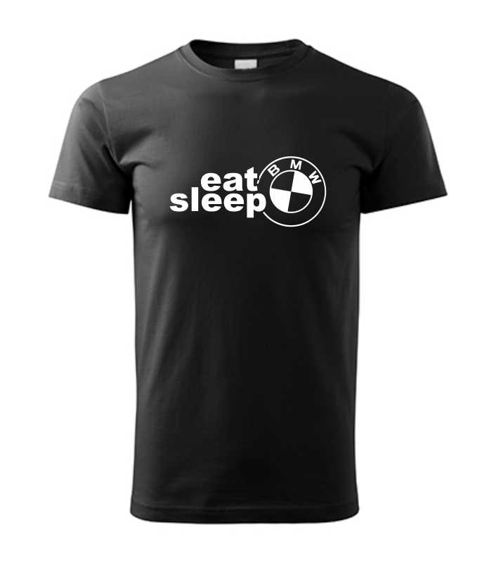 Autičkárske pánske tričko s potlačou BMW eat sleep