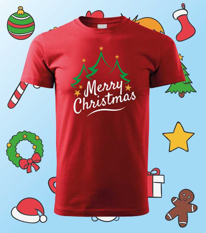 Vianočné pánske tričko s potlačou MERRY CHRISTMAS