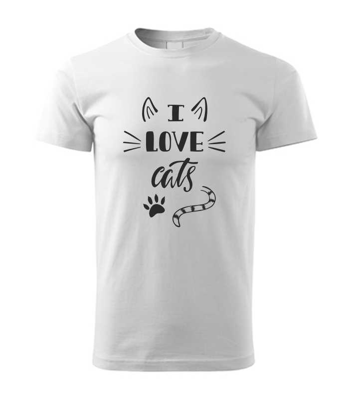 Vtipné pánske tričko s potlačou I LOVE CATS