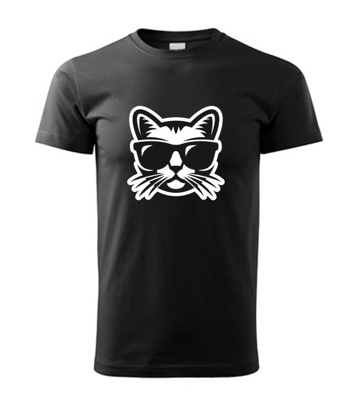 Vtipné pánske tričko s potlačou mačka a slnečné okuliare