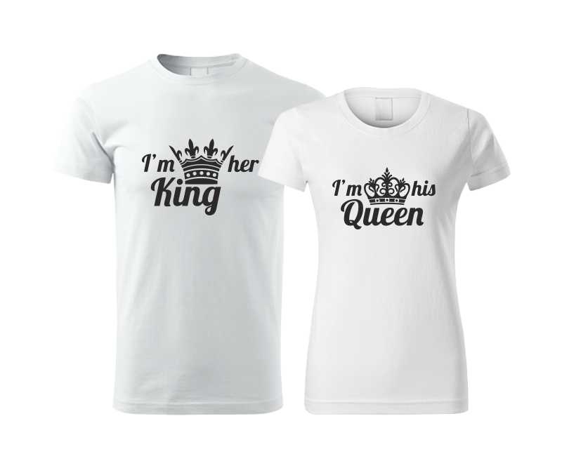 Párové tričká s potlačou her KING - his QUEEN