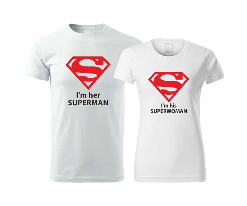 Párové tričká s potlačou her SUPERMAN - his SUPERWOMAN