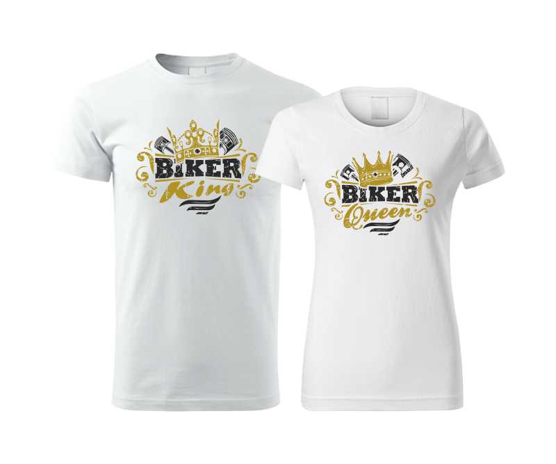 Párové tričká s potlačou BIKER King a BIKER Queen