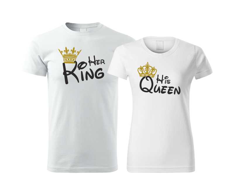 Párové tričká s potlačou Her King - His Queen