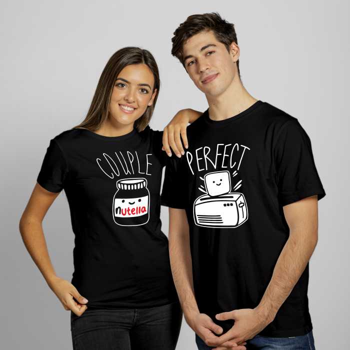 Párové tričká s potlačou PERFECT COUPLE - toast a nutella