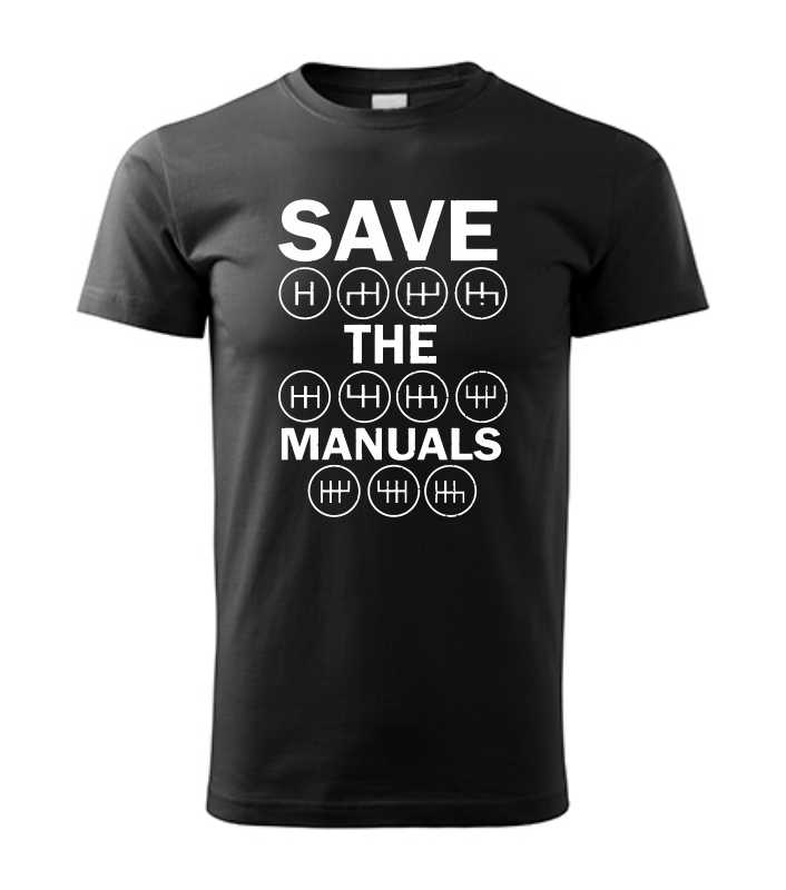 Autičkárske pánske tričko s potlačou SAVE THE MANUALS