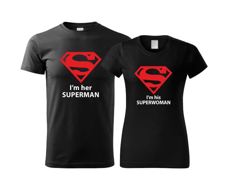 Párové tričká s potlačou her SUPERMAN - his SUPERWOMAN