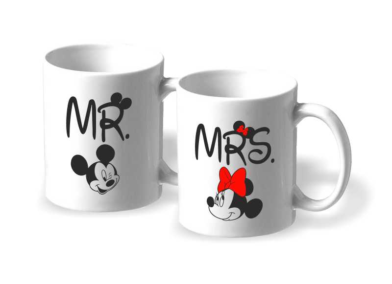 Párové hrnčeky MR. Mickey & MRS. Minnie