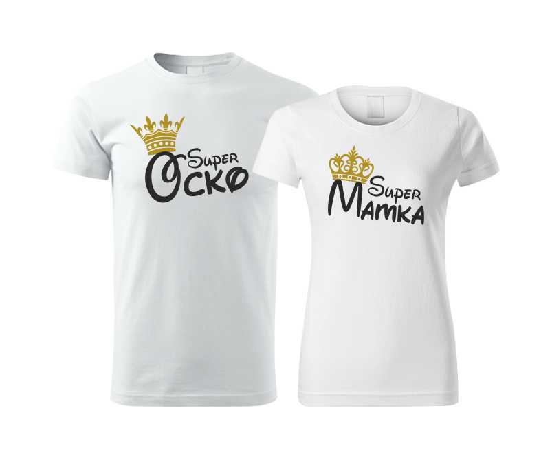 Párové tričká s potlačou Super Ocko a Super Mamka