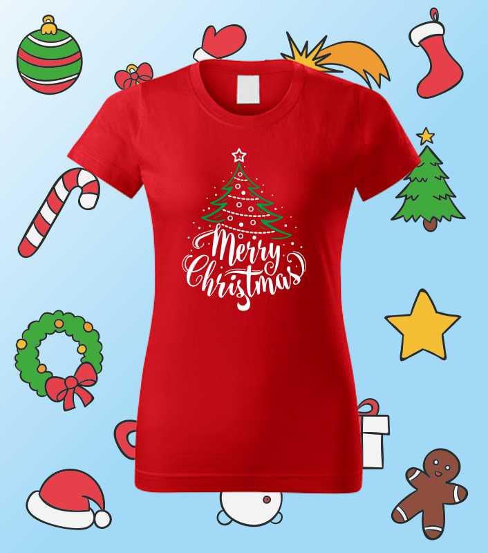 Vianočné dámske tričko s potlačou Merry Christmas