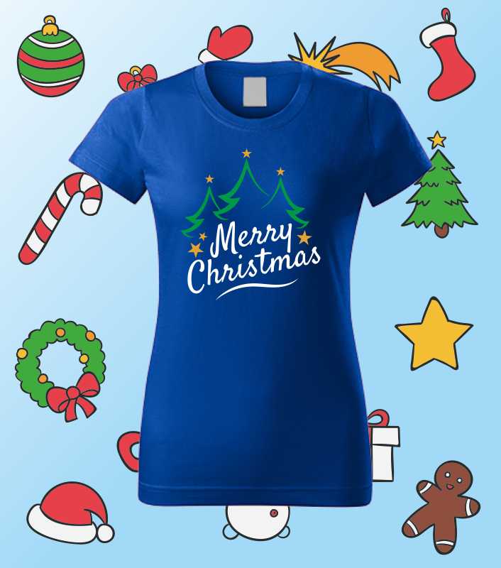 Vianočné dámske tričko s potlačou MERRY CHRISTMAS