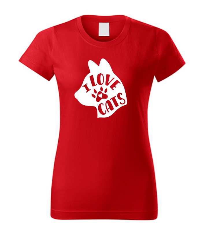 Vtipné dámske tričko s potlačou I LOVE CATS - 2