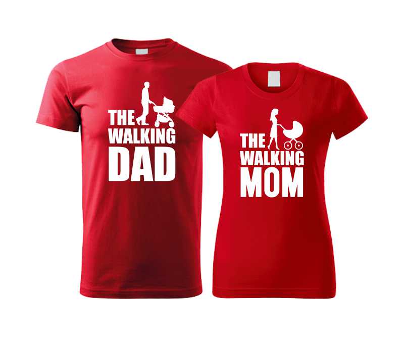Párové tričká s potlačou THE WALKING DAD a THE WALKING MOM
