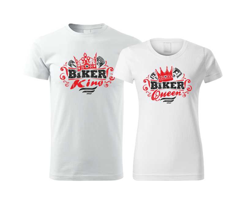 Párové tričká s potlačou BIKER King a BIKER Queen 2
