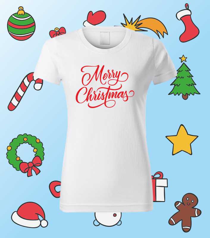 Vianočné dámske tričko s potlačou MERRY CHRISTMAS 2