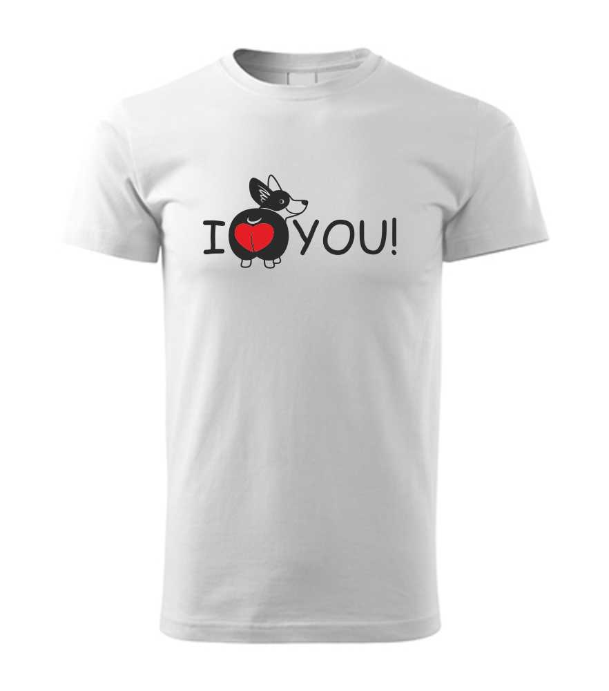 Vtipné pánske tričko s potlačou Pes so srdiečkom I Love You! 