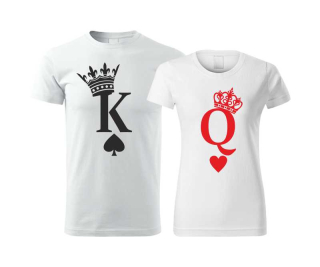 Párové tričká s potlačou kartový Kráľ a kartová Kráľovná