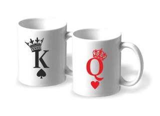 Párové hrnčeky kartový Kráľ a kartová Kráľovná