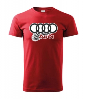 Autičkárske pánske tričko s potlačou Audi a odtlačok pneumatiky