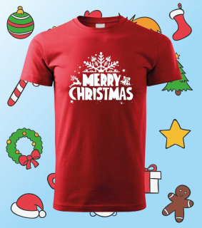 Vianočné pánske tričko s potlačou MERRY CHRISTMAS Vločka