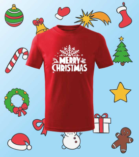 Vianočné detské tričko s potlačou MERRY CHRISTMAS Vločka