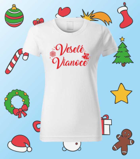 Vianočné dámske tričko s potlačou Veselé Vianoce